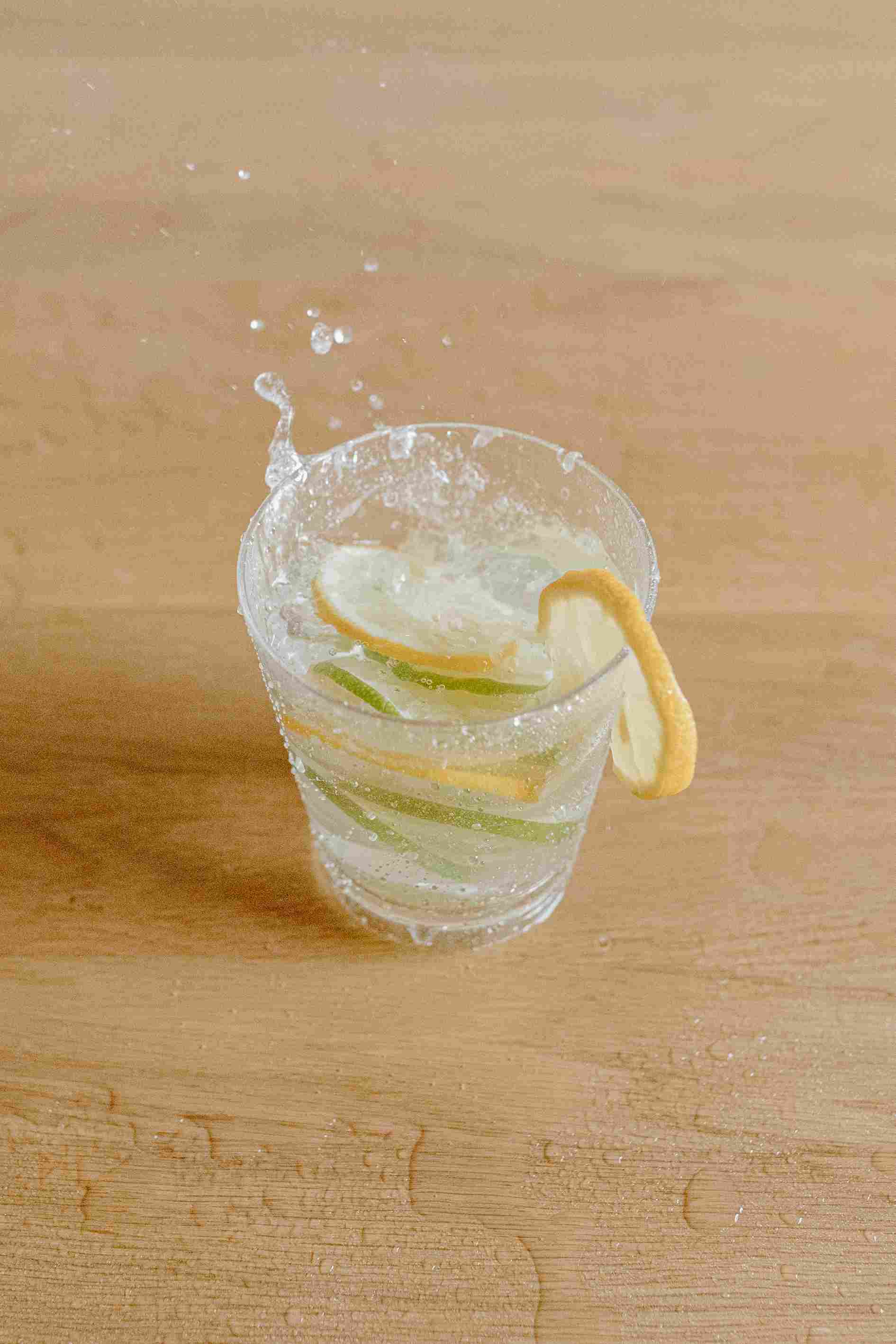 Glass of water and lemon slice